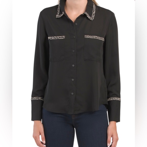 Laundry By Shelli Segal Tops - LAUNDRY BY SHELLI SEGAL Bouclé Trim Shirt